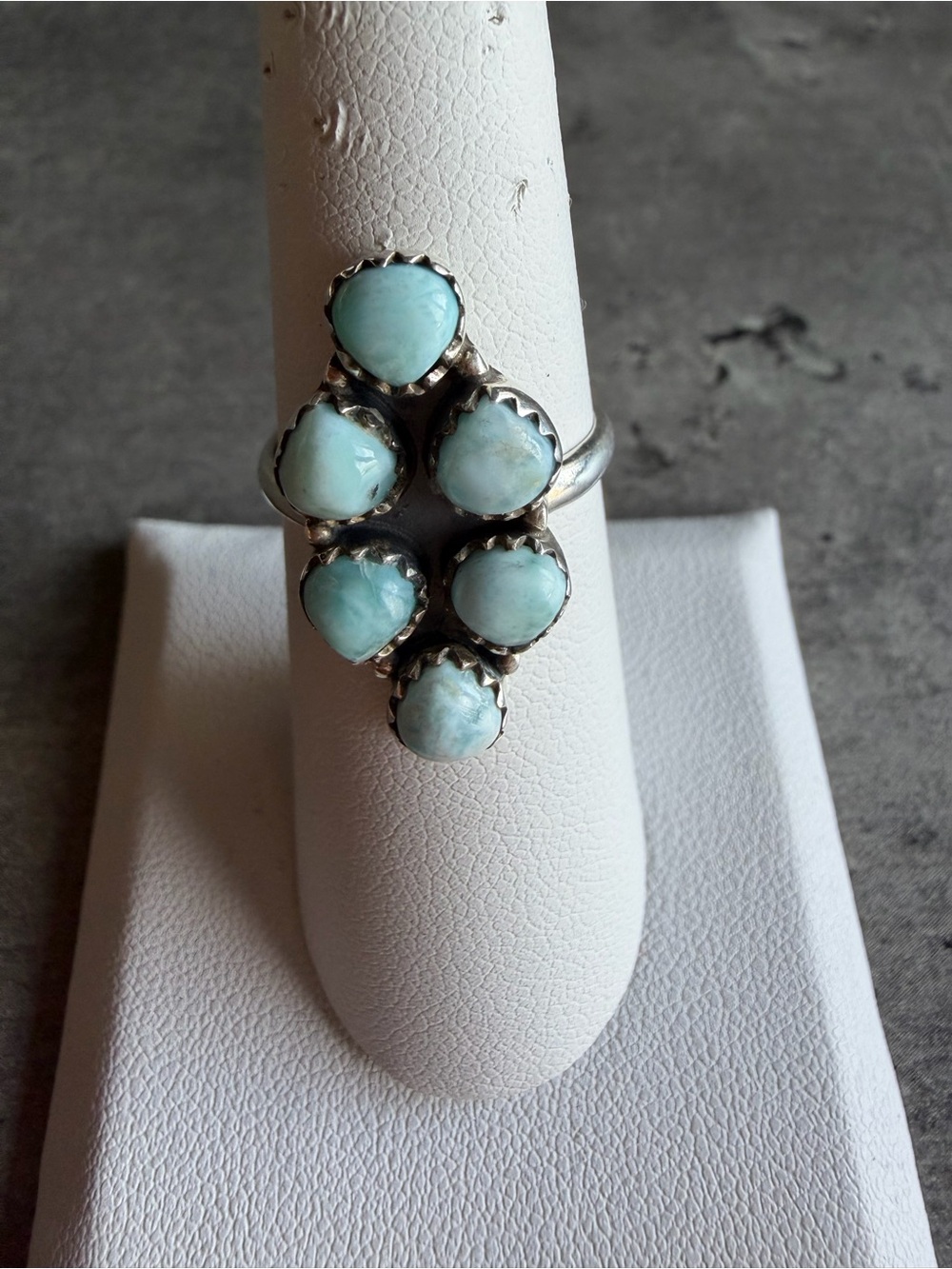 Sterling Silver Blue Larimar Cluster Ring - Sz 6.5 - Picture 2 of 8